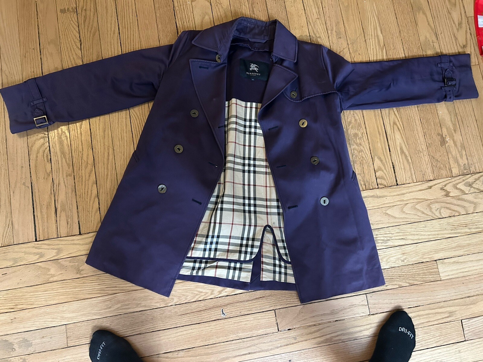 Burberry London Trench Coat Short 38 Purple