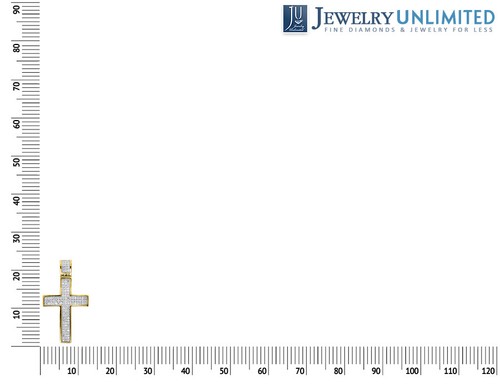 .925 Silver Yellow Finish Mens Real Diamond Mini Christ Cross Pendant Charm .... - Picture 4 of 5