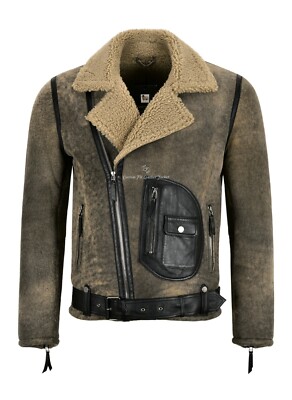 Herren RAF B3 Lammfelljacke Echtleder Pilot Flieger Lammfell Jacke ASTER