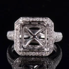 Custom Natural Diamond Asscher Cut 8×8mm Vintage Ring Semi Mounting Platinum 950