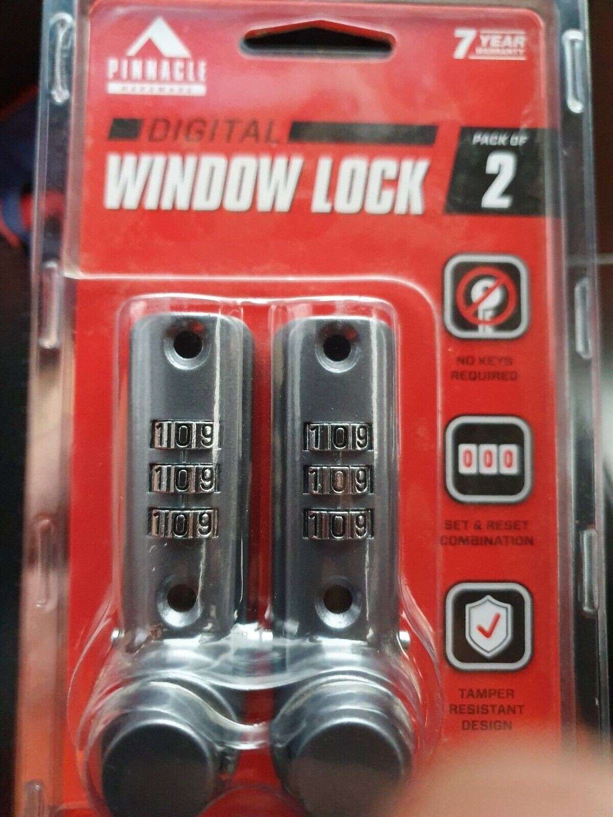Pinnacle Silver Digital Window Lock 2Pcs 3-Digit Combination Code ...
