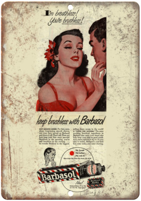 Barbasol Shaving Crea Vintage Ad 12'' x 9'' Reproduction Metal Sign ZF91