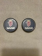 PAIR (2) Saab OEM 2003-2007 9-3 9-5 Blue Plastic 2.5" Center Caps  12802437
