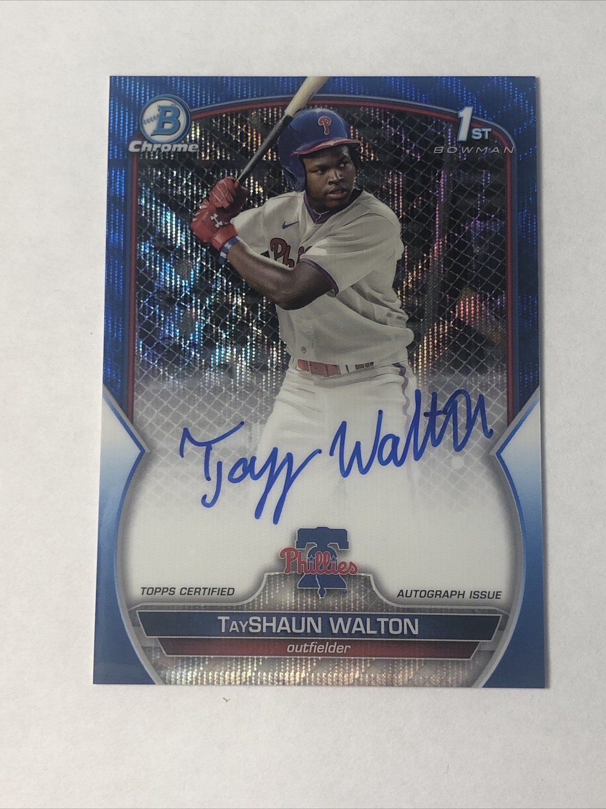 2023 Bowman Chrome Draft #CDA-TWA TayShaun Walton Tjayy 1st Blue Wave Auto /150