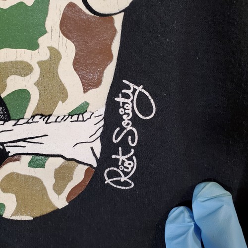 Riot Society Black Go Commando Army Bear Graphic M Sweatshirt Pullover Shirt Top - Picture 5 of 12