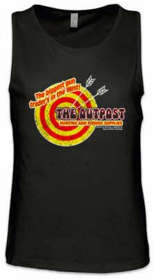 R Outpost I Herren Tank Top Bar Symbol Sign Rambo Gun Shop Hunting Fishing Store