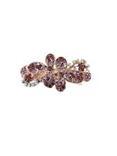 Rose Gold Floral shaped multicolored crystals hair barrette clip bridal New