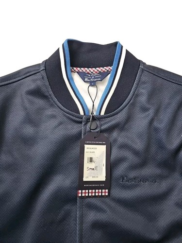 "New" Ben Sherman Jacket Navy Blue Rib Collar Trim Snap Front Pockets - Size: S - Picture 11 of 14