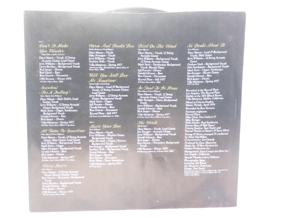 DAVE MASON Mariposa de Oro LP Plays Well 1978 Columbia Vinyl JC35285 Traffic Foto 4 de 4