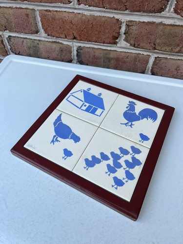 Rocky Marsh Pottery Farmhouse Chicken Rooster Trivet Signed D Peck Shepherdstown - Picture 5 of 19
