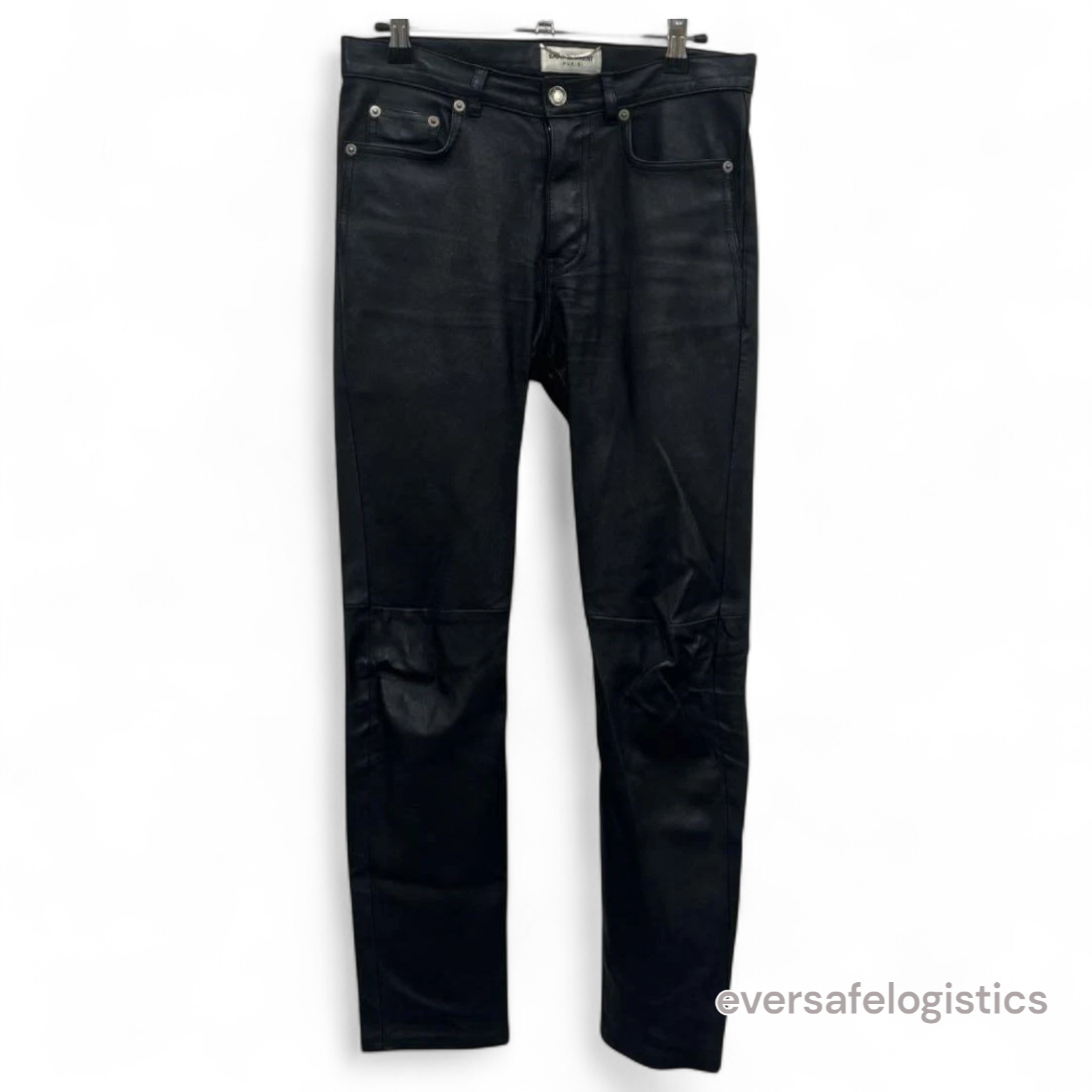 SAINT LAURENT PARIS PANTALONE SKINNY PELLE DI AGNELLO NERO uomo taglia 44