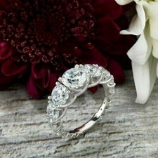 3 Ct Round Cut Simulated Diamond Designer Engagement Ring 14k White Gold Finish