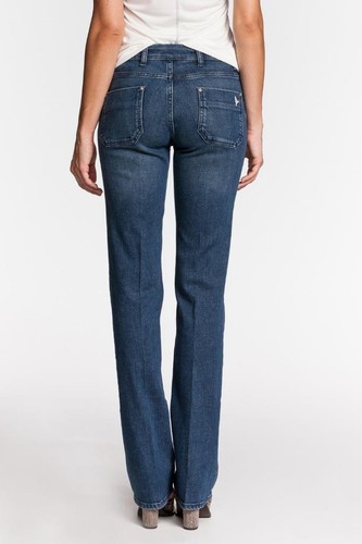 MiH Jeans London Jean Winger Denim Azul Lavado Bota Delgada Corte Cremallera Bolsillos WJ122WG - Imagen 6 de 7