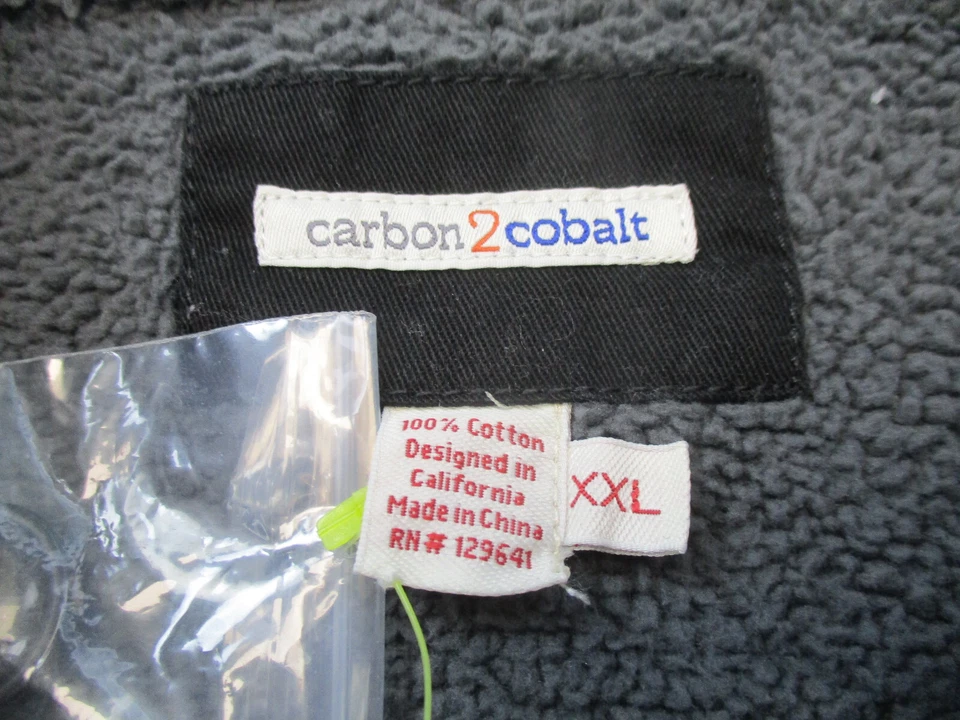 Chaqueta Carbon 2 Colbalt Para Hombres 2XL XXL Negra Abotonada Abrigo Forrado de Vellón Adulto Foto 3 de 4