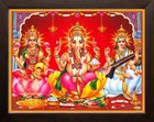 MDF Board Photo Frame of Ganesha Mata Lakshmi with Devi Saraswati, Multicolor US