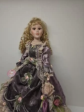 Curly Hair Porcelain Doll by Menie 23" Tall D21