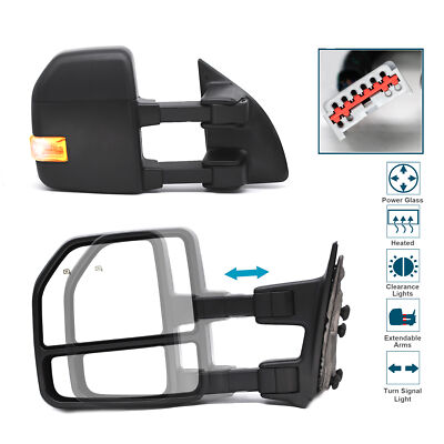 Upgrade Pair Towing Mirrors Fits 02-07 Ford F250 F350 SD Power Heat Turn Signal