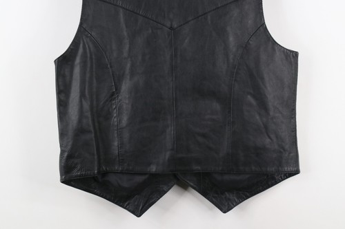 Vintage 90s Scully Mens Large Soft Leather Western Button Vest Jacket Black - Picture 15 of 15