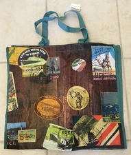 NEW TJ MAXX TRAVEL TRUNK STICKERS Shopping Reusable Tote PLASTIC GIFT Bag 19X17