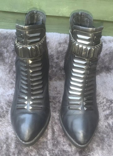 Deena & Ozzy Black Leather Ankle Boots Size Uk 5/38 - Picture 2 of 18