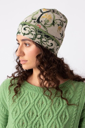 IVKO MÜTZE Wolle Viskose geometrisch cap wool grün beige blau 242584 - Bild 4 von 9