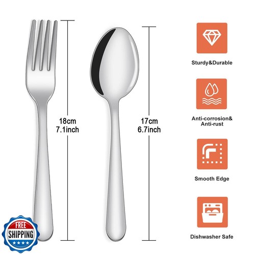 Juego de cubiertos tenedores y cucharas de 24 piezas, acero inoxidable de grado alimenticio Unokit F - Imagen 2 de 5