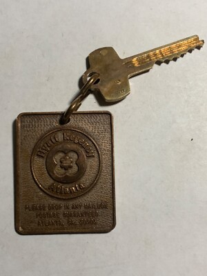 Hyatt Regency Hotel Motel Room Key BRASS Fob with Key Atlanta Georgia #412