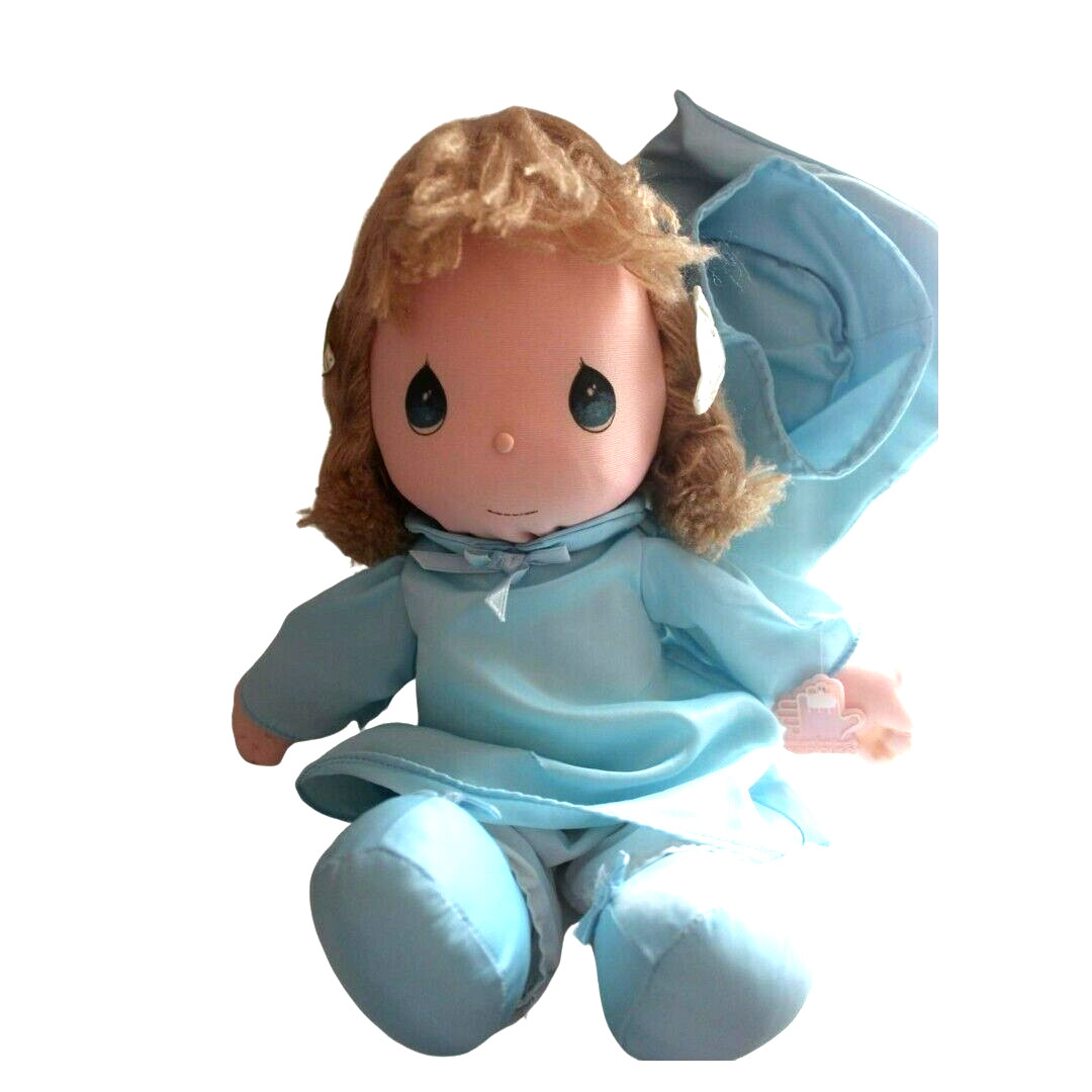 Soft Plush Baby Girl Doll Blue Dress Cuddly Adorable