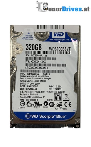 WesternDigital WD3200BEVT-22ZCT0 - 320 GB - SATA - Pcb: 2060-701499-005 Rev. P1*