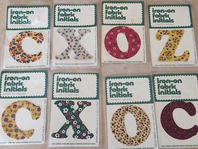 LOT OF 8 Vintage Iron On Calico Letters Fabric Initial Washable New Old ...