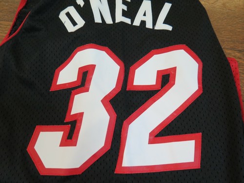 ONEAL jersey 32 NBA AUTHENTIC XL +2 Rbk MENS Heat Black SHIRT - Picture 2 of 11