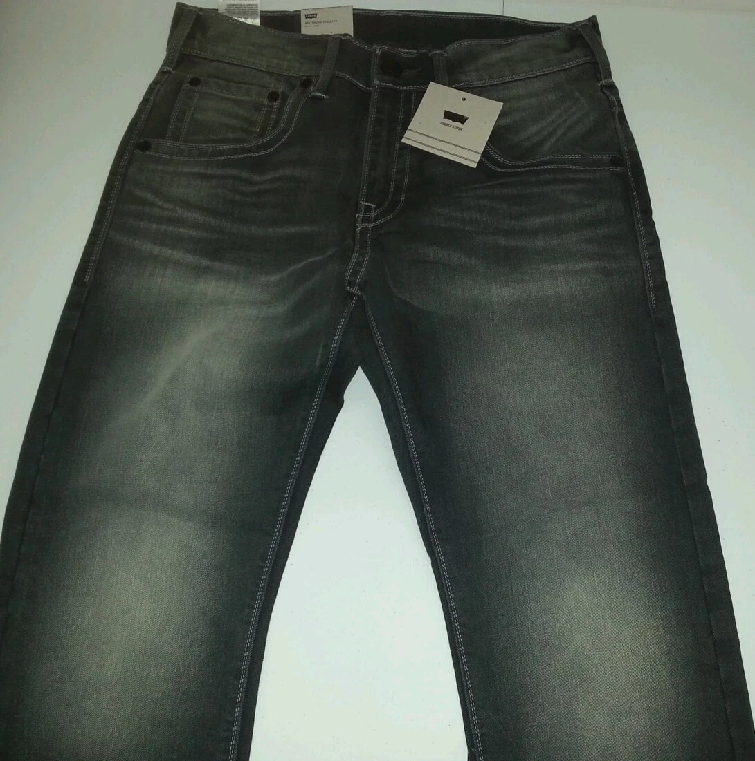 LEVIS 504 REGULAR STRAIGHT FIT GRAY DISTRESSED DENIUM MENS JEANS