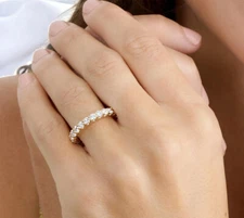 14k Solid Gold Diamond Eternity Band,  Lab Grown Diamond Eternity Wedding Ring