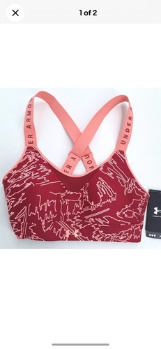 Under Armour - Women's UA Infinity High Printed Burgundy Sports Top Bra NWT