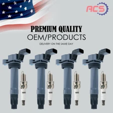 4X Ignition Coil & 4X Spark Plugs OEM For 2012-2015 Chevrolet Spark 1.2L UF725