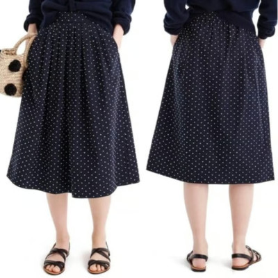J J. CREW Swiss Dot Midi Lined Cotton Skirt Tall Large