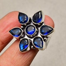 Blue Sapphire Gemstone Handmade 925 Sterling Silver Jewelry Ring Size 6
