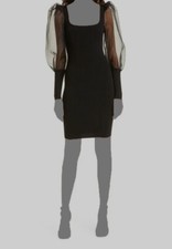 $440 Alice + Olivia Women's Black Abella Puff Sleeve Knit Dress Size Medium