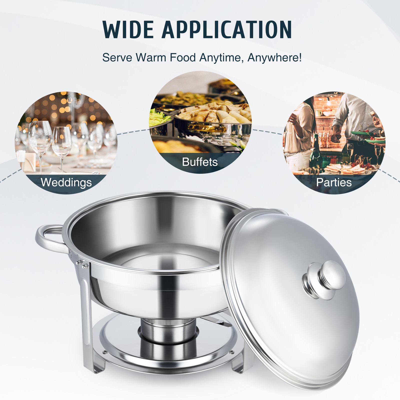 5L x 2 Bain Marie Chafer Chafing Dish Set Pan Buffet Food Warmer