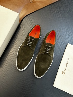 NEW Santoni Leather casual sports men's shoes Dark brown