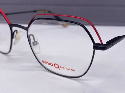 Etnia Barcelona Brille Damen Schwarz Rot Eckig Belles Guard  NP:199 