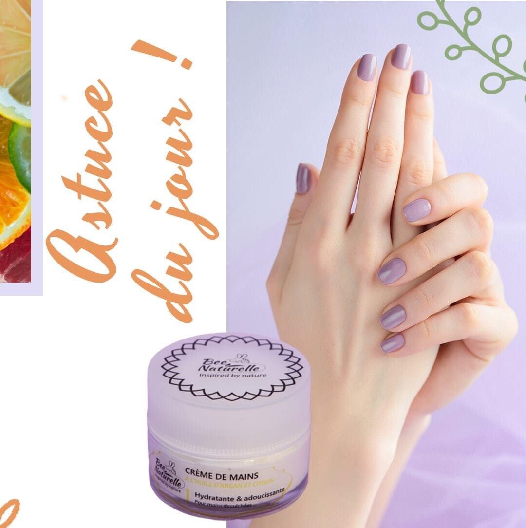 Crème mains Argan bio réparatrice et Citron éclaircissant pour ongles et cuticules abîmés