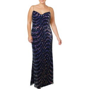 Adrianna Papell Womens Navy Sequined Sleeveless Evening Dress Gown 10 BHFO 5099 | eBay