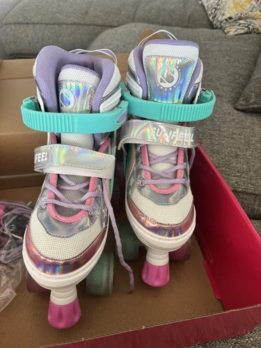 Sulifeel Rainbow Unicorn Adjustable Girls Roller Skates Size Medium Child 13-3