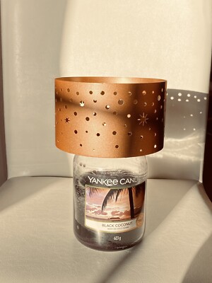 NEU YANKEE CANDLE MEDIUM JAR MAGIC CHRISTMAS KUPFER BRONZE METALLSCHIRM BRANDNEU IN VERPACKUNG