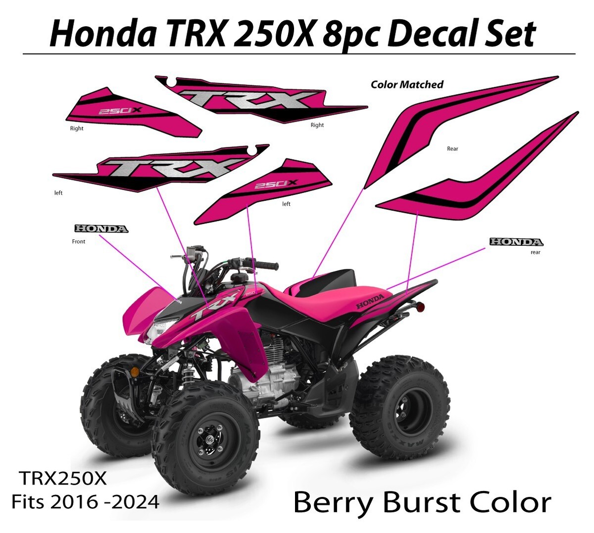 2016 2024 Honda TRX250X Decal Graphic Sticker OEM kit Plastic Set