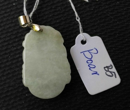 Chinese Zodiac - BOAR Hand-carved Grade A Natural Jade Pendant - Picture 6 of 22