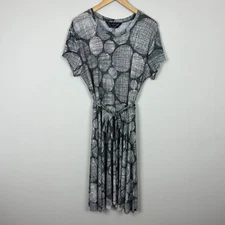 Norma Kamali KAMALIKULTURE Dress XL Gray Jersey Fit & Flare A-Line Belted Jersey