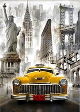 5D Diamond Painting Kit Vintage Car New York 30x40cm Full Drill Art DIY