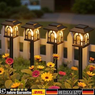 4x LED Solarleuchte Außen Solar Steck Leuchten Garten Lampen Erdspieß Hof Weg